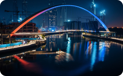 Tolerance bridge — a curved bridge over the Dubai canal